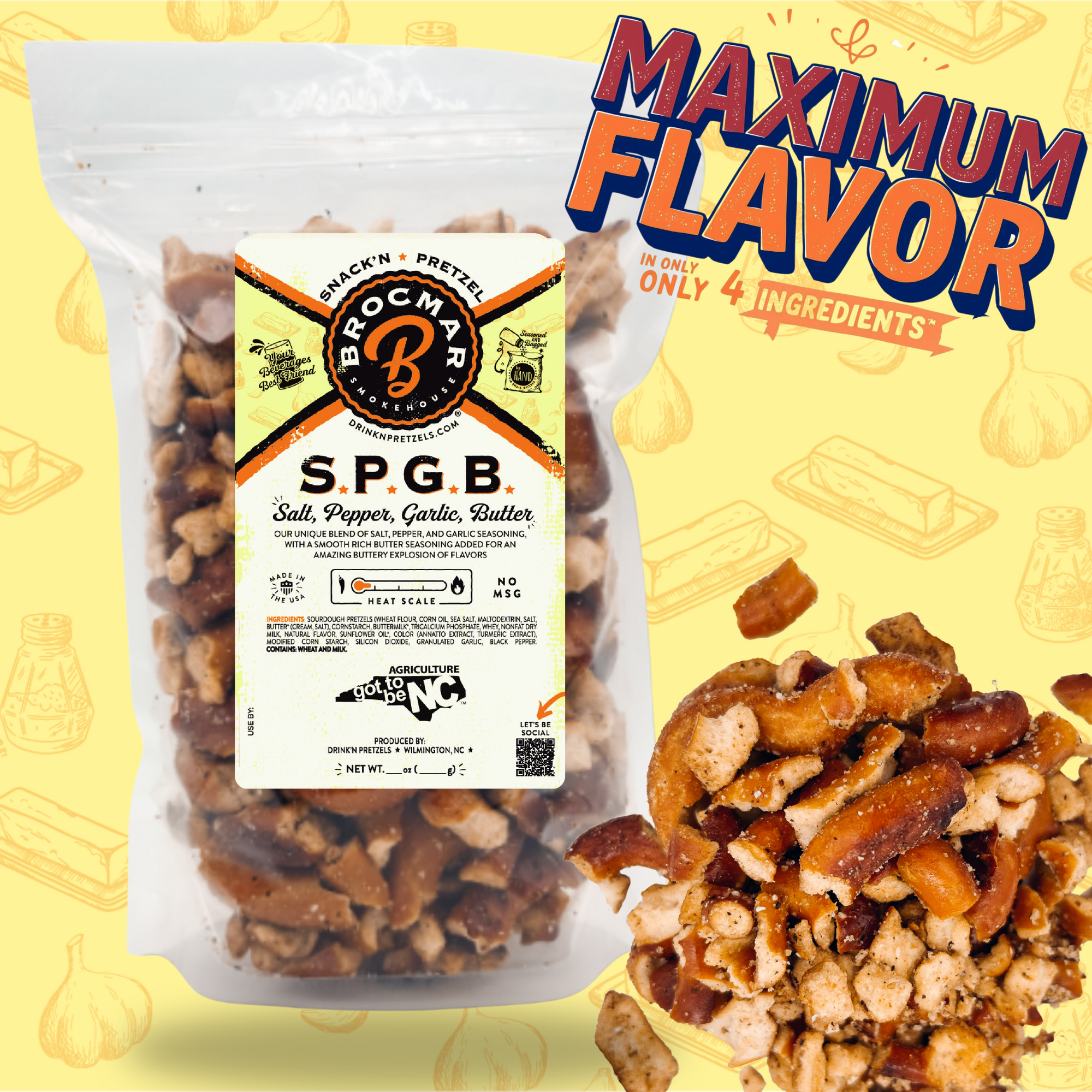 S.P.G.B (Salt, Pepper, Garlic Butter) Hard Sourdough Drink'N Pretzel Pieces